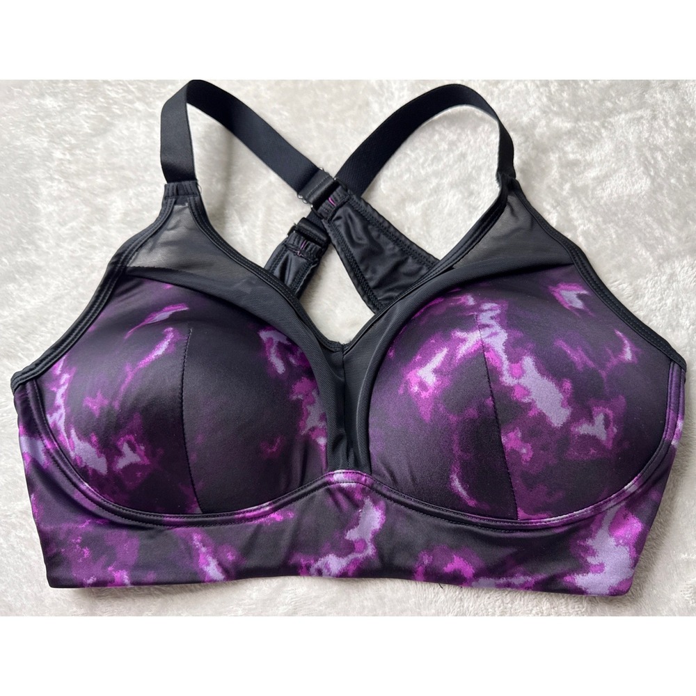 Adore Me 34DD Sports Bra Wireless Crossback Pullover‎ Purple Tie Dye
